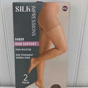 Silk Impressions Sheer All Day Control Top XXL 4 Pairs Cocoa High Waisted New
